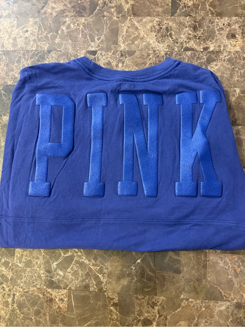 PINK Victoria's Secret Blue Long Sleeve Logo Sweatshirt